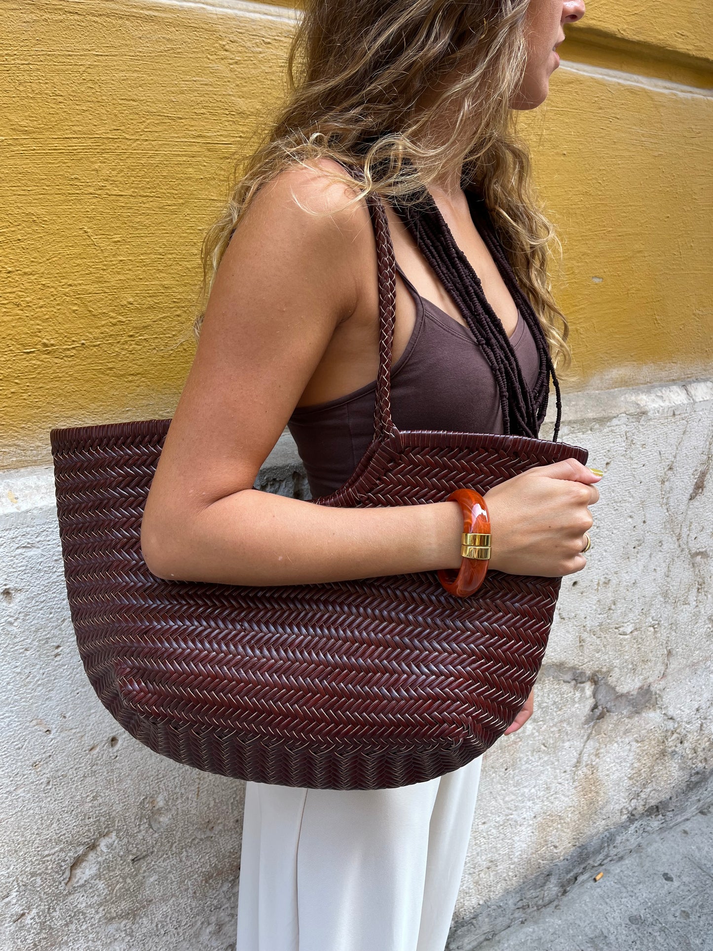 Bolso piel trenzado Grande