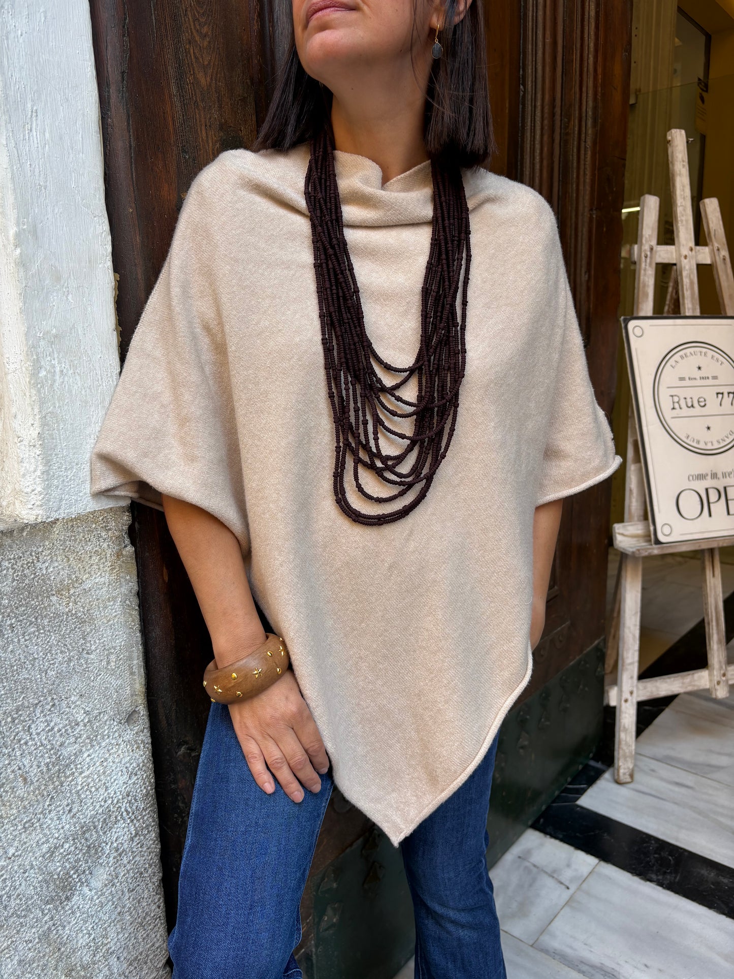 Jersey poncho cuello barca