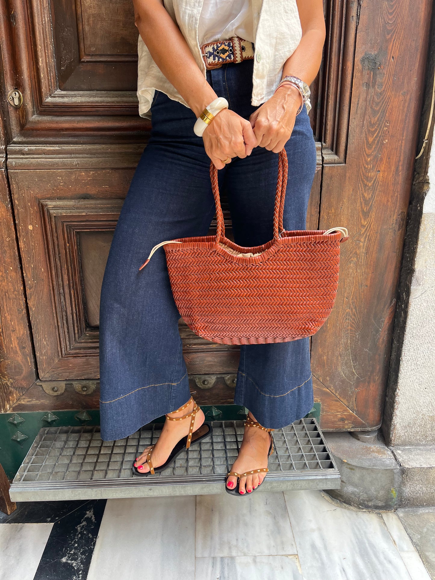 Bolso piel trenzado Mediano