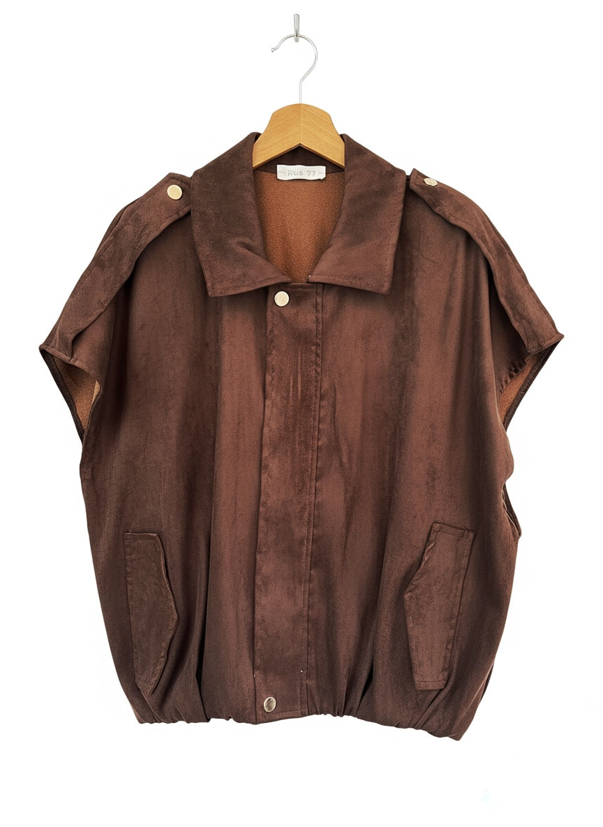 Chaleco de antelina marrón chocolate