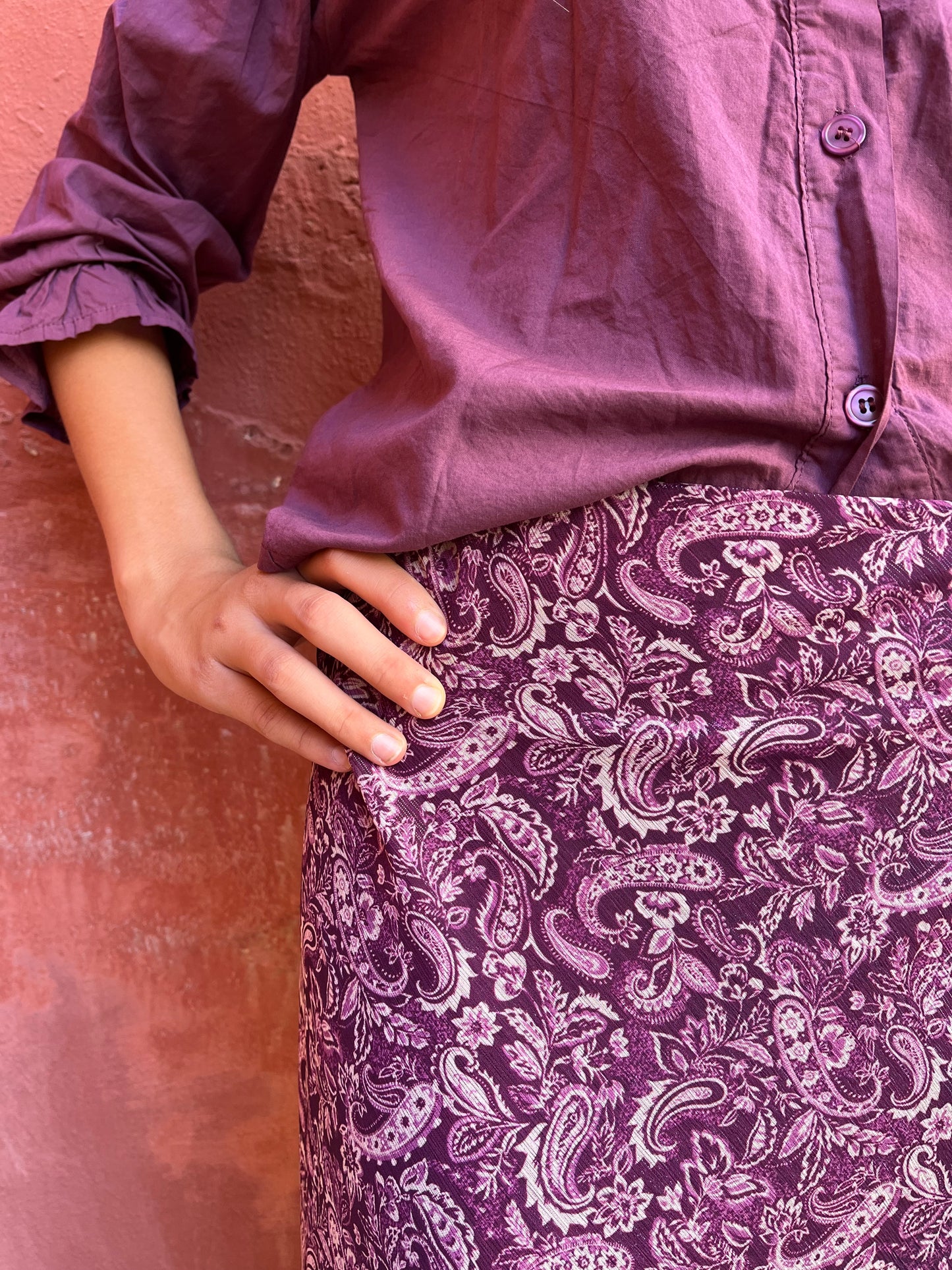Falda estampado cachemir malva