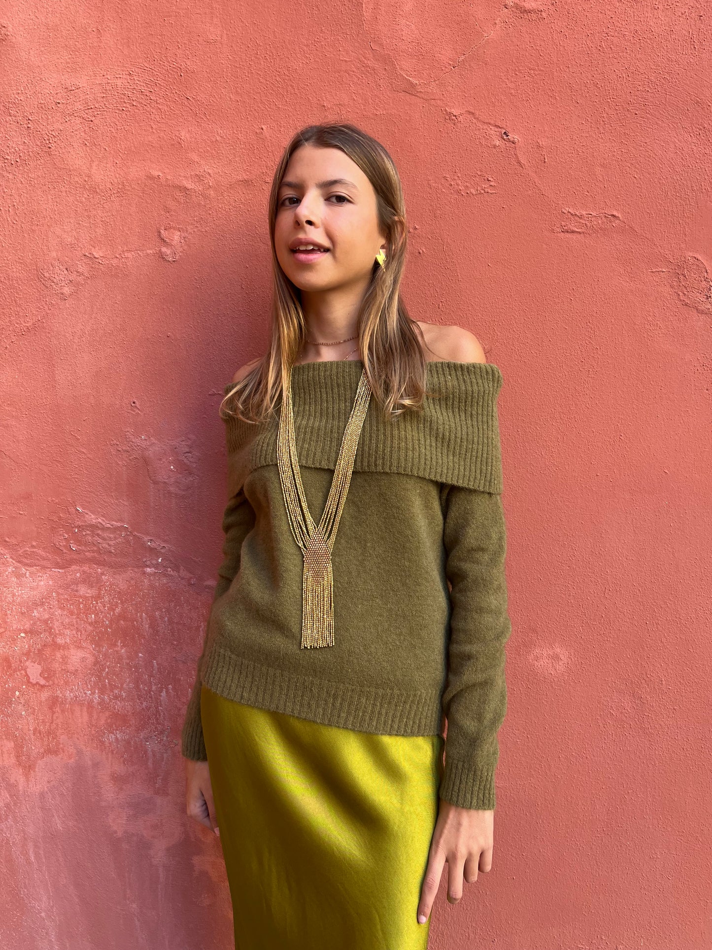 Suéter cuello barca de lana