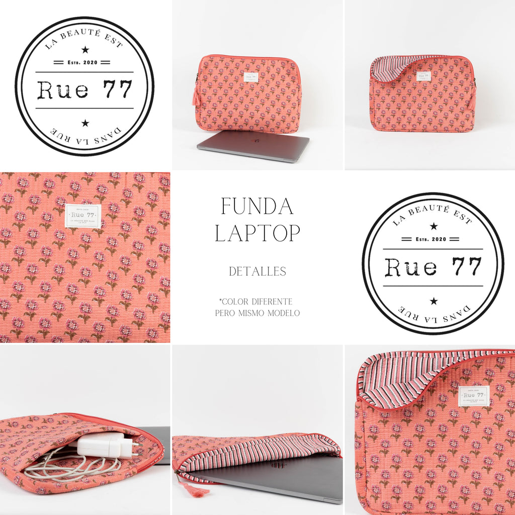 Funda de Laptop con asa y bolsillo exterior para cables ROSA