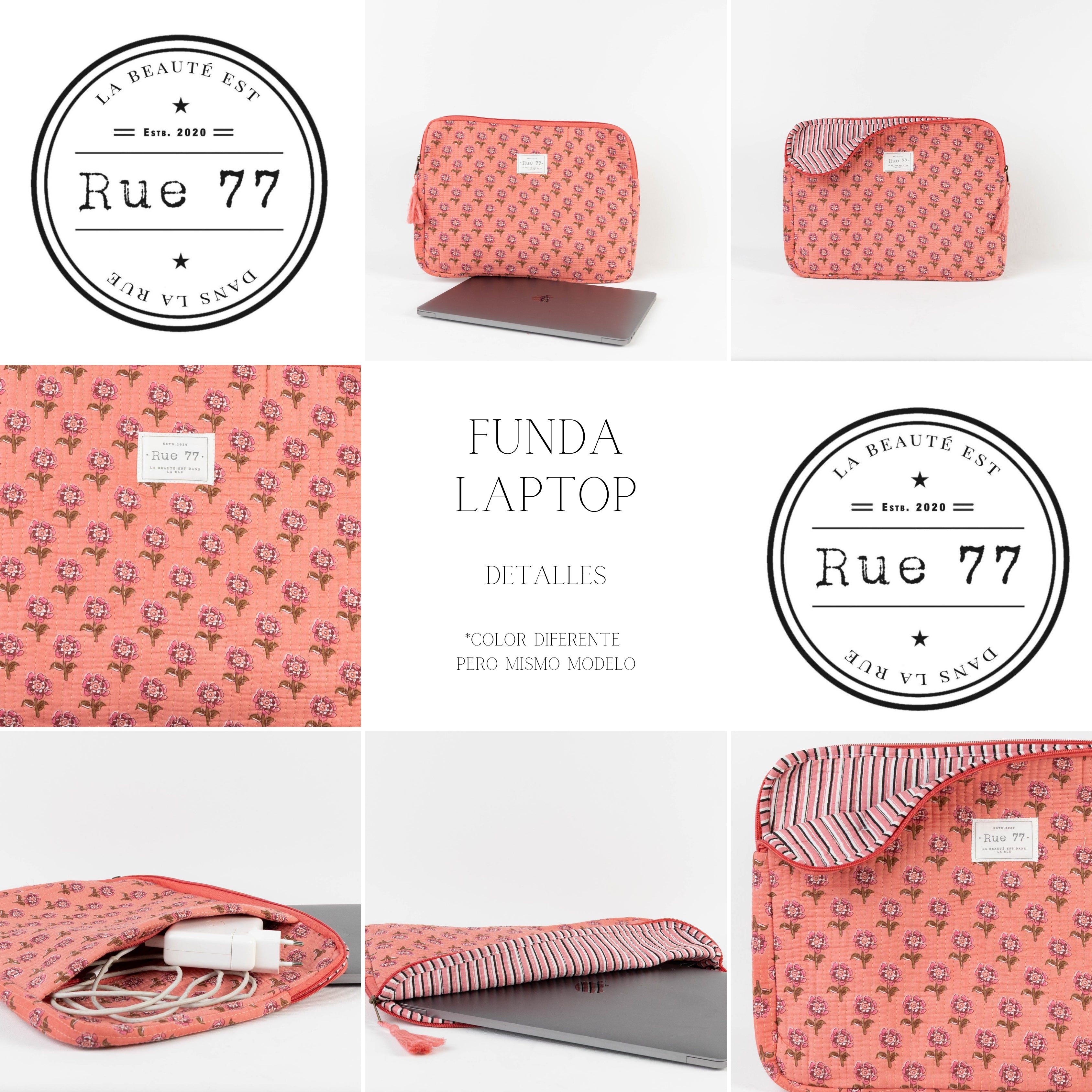 Funda de Laptop con asa y bolsillo exterior para cables ROSA