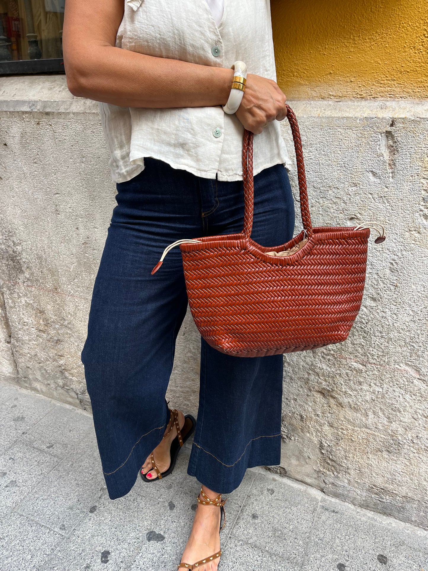 Bolso piel trenzado Mediano