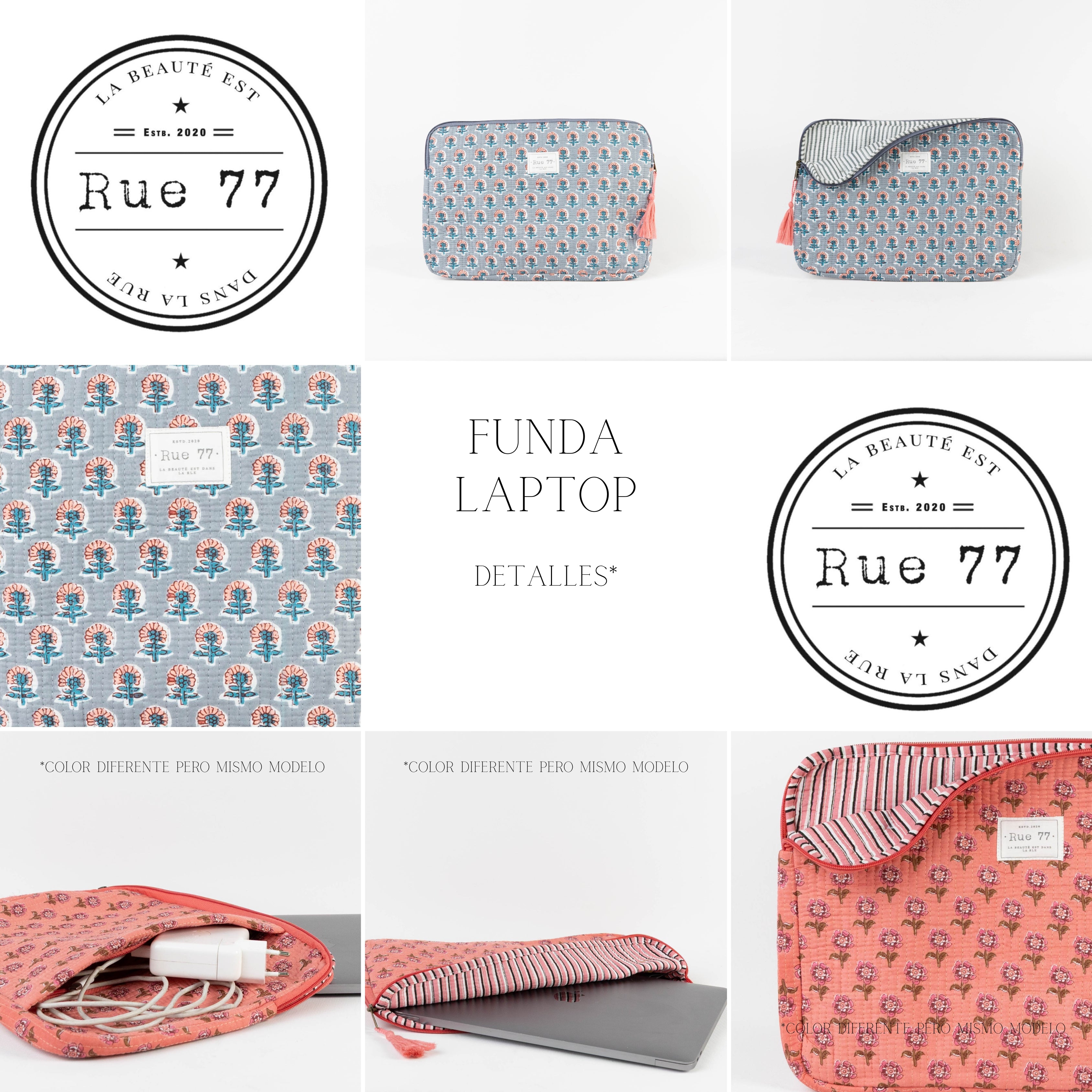 Funda de Laptop con asa y bolsillo exterior para cables AZUL CLARO