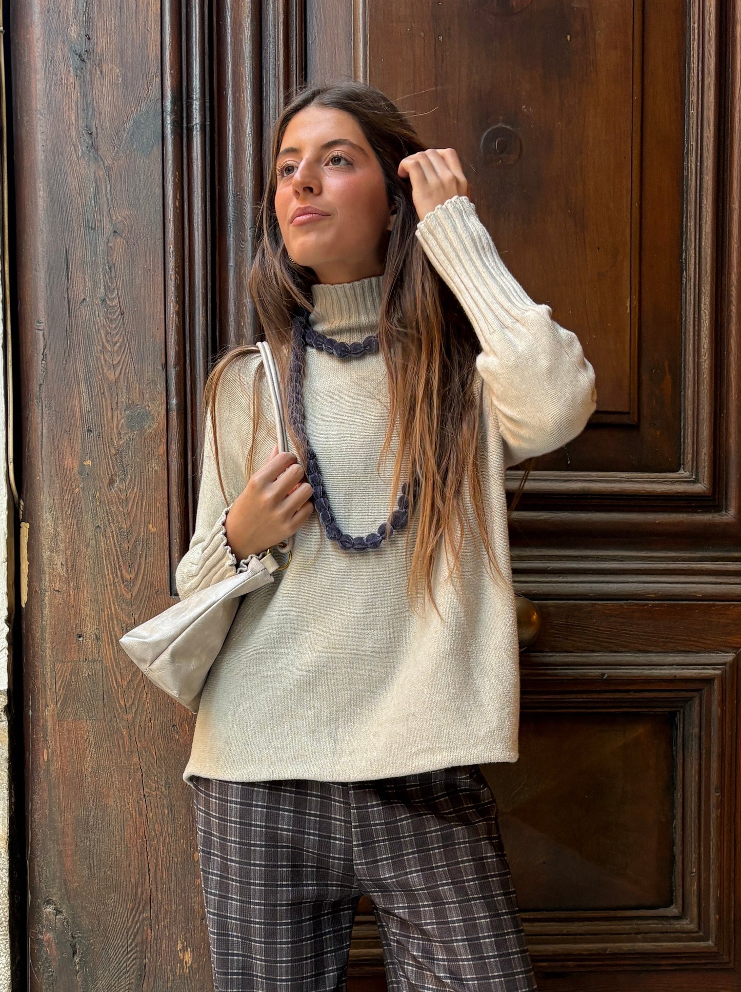 Jersey de punto con cuello chimenea