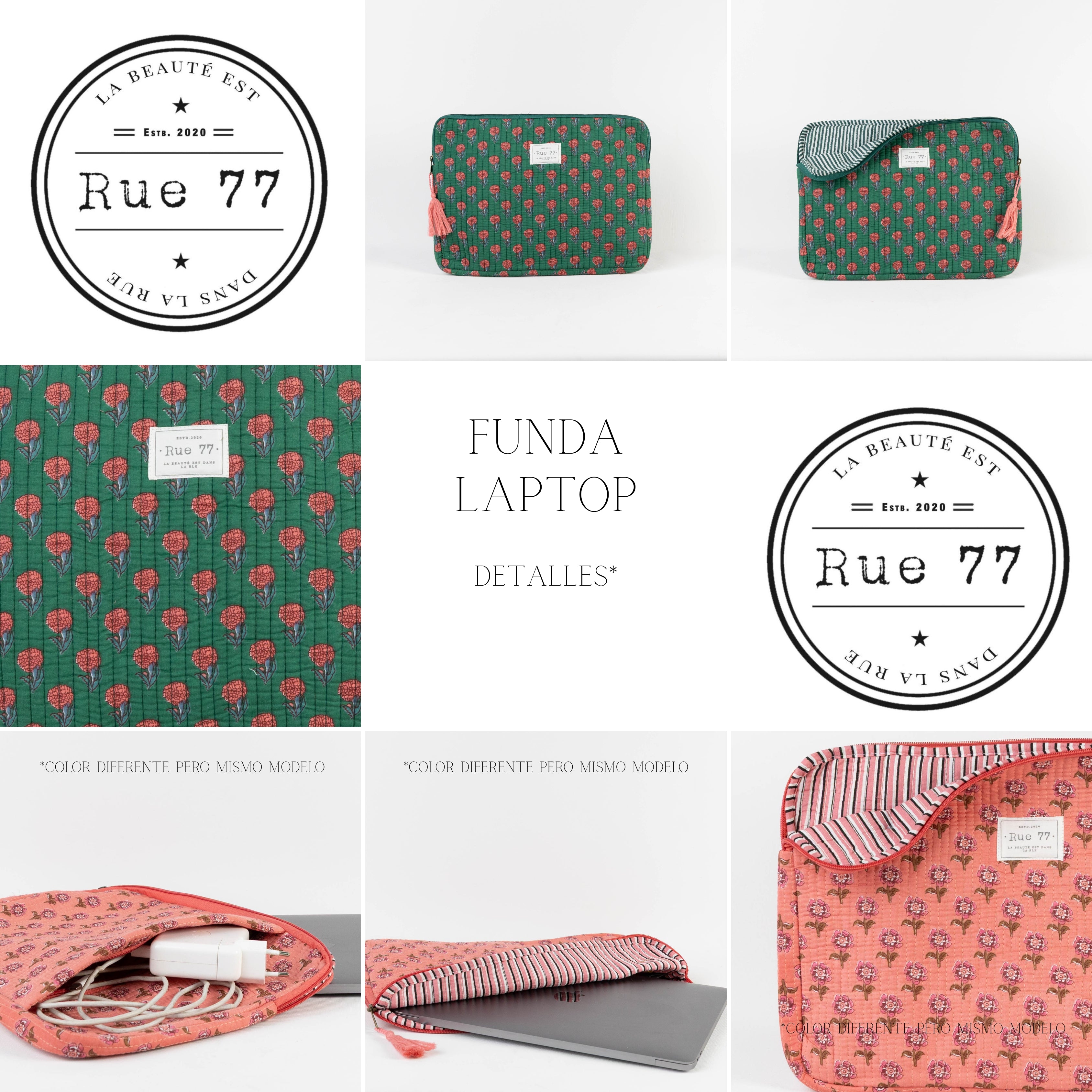 Funda de Laptop con asa y bolsillo exterior para cables VERDE