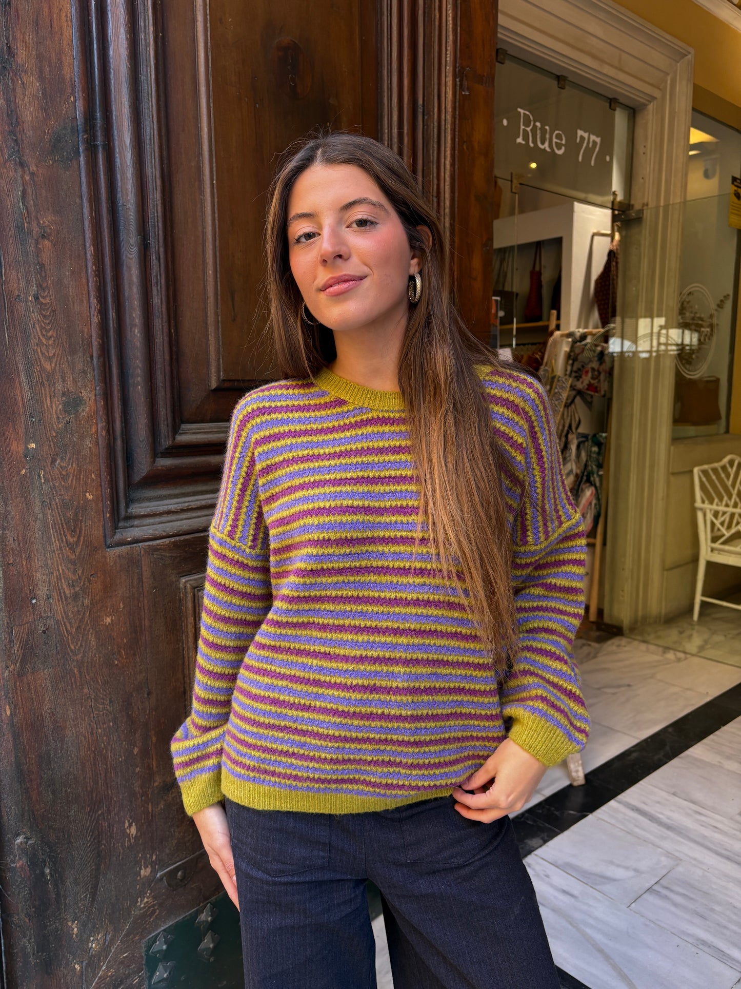 Jersey de lana de rayas multicolor