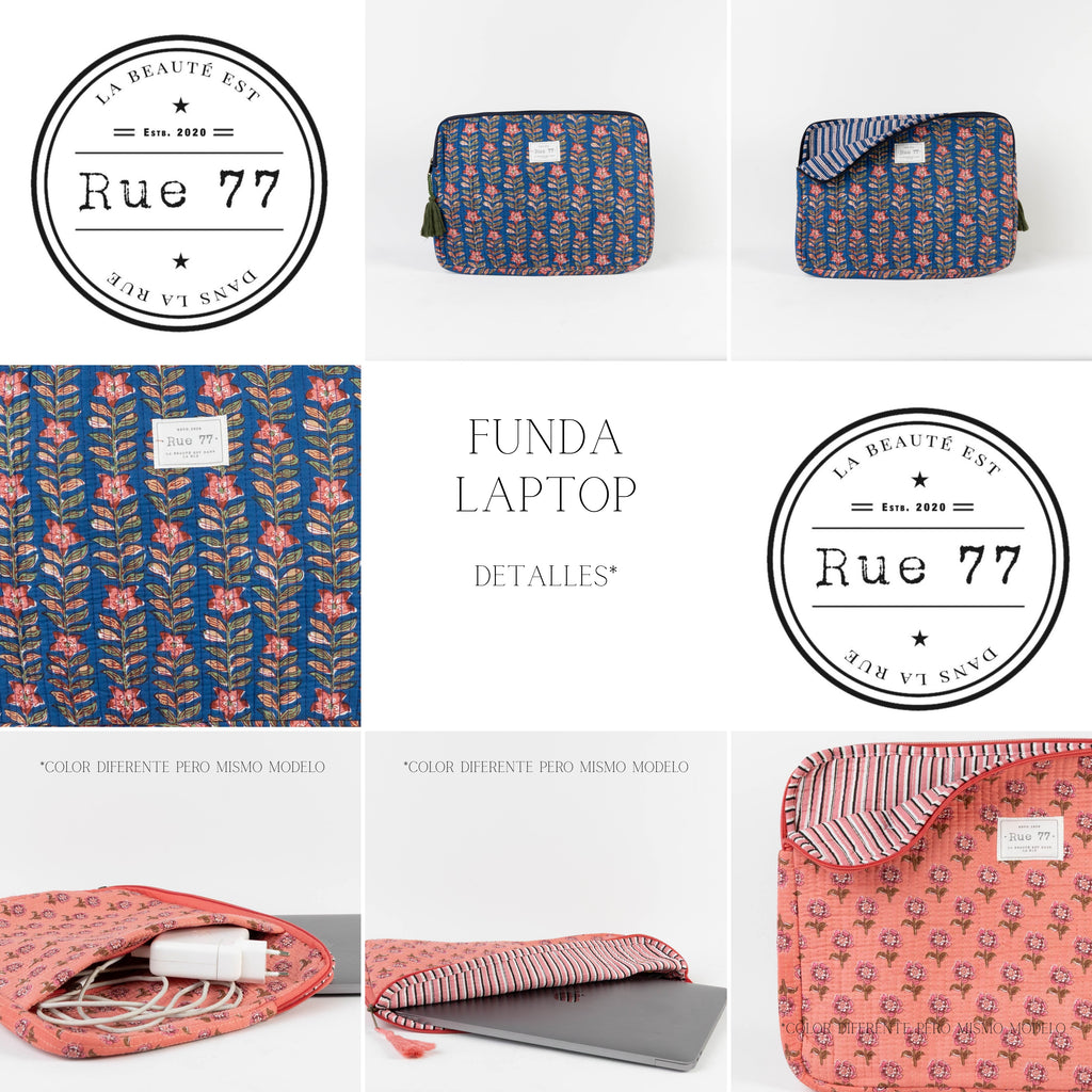 Funda de Laptop con asa y bolsillo exterior para cables AZUL