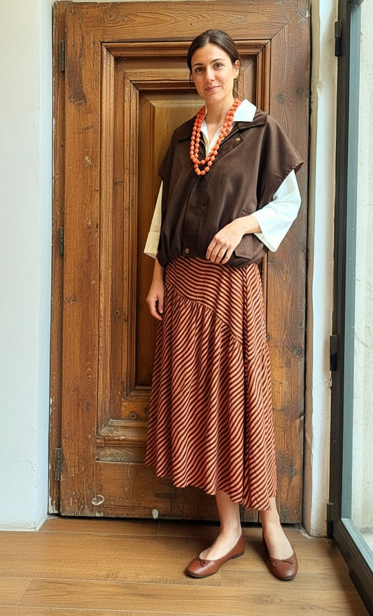 Chaleco de antelina marrón chocolate