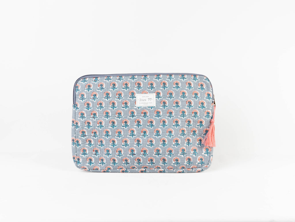 Funda de Laptop con asa y bolsillo exterior para cables AZUL CLARO