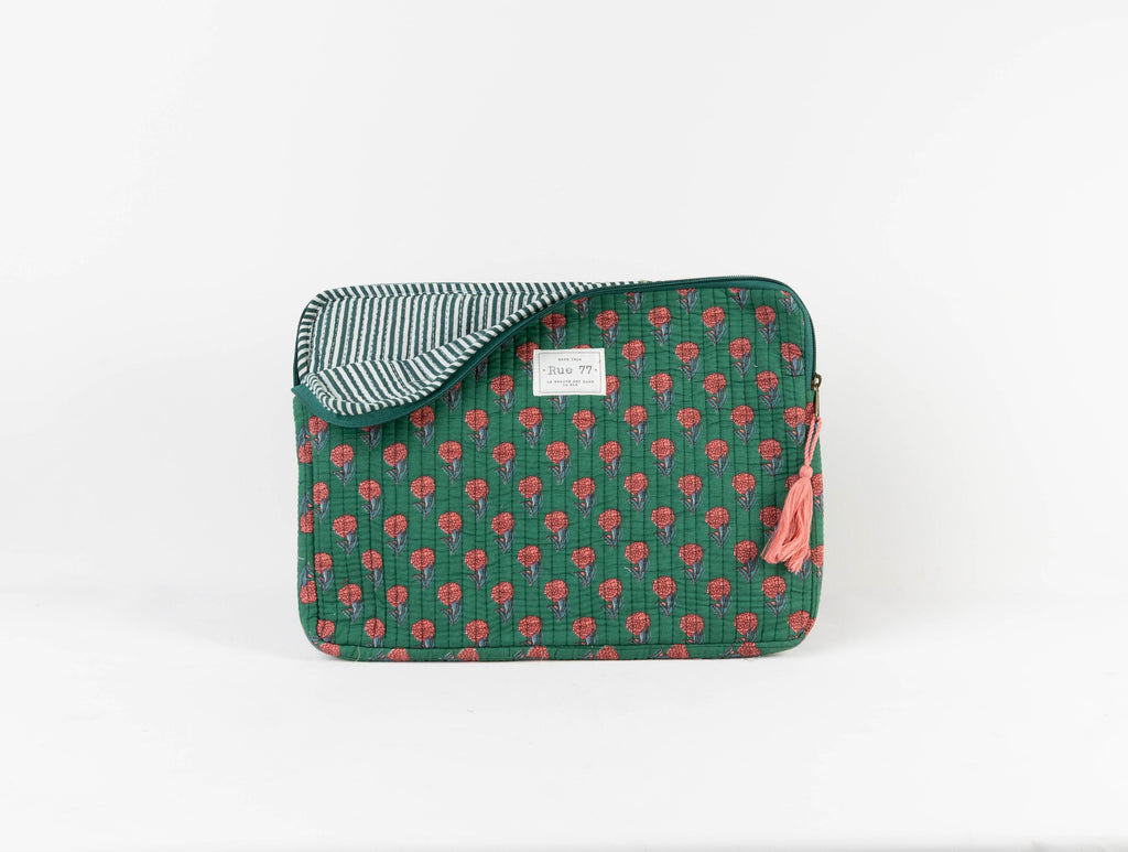 Funda de Laptop con asa y bolsillo exterior para cables VERDE