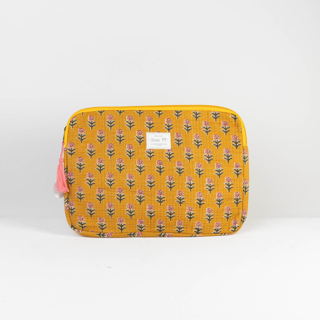 Funda de Laptop con asa y bolsillo exterior para cables MOSTAZA