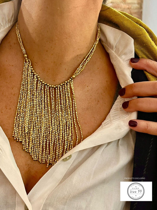 Collar colección Surya flecos oro