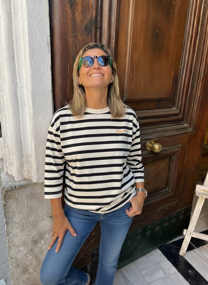 Camiseta manga francesa de rayas