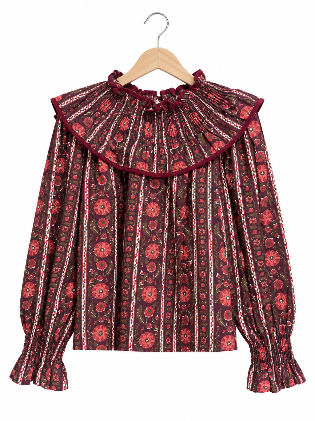 Camisa estampada con pechera fruncida