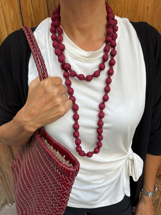 Collar tela bolitas color