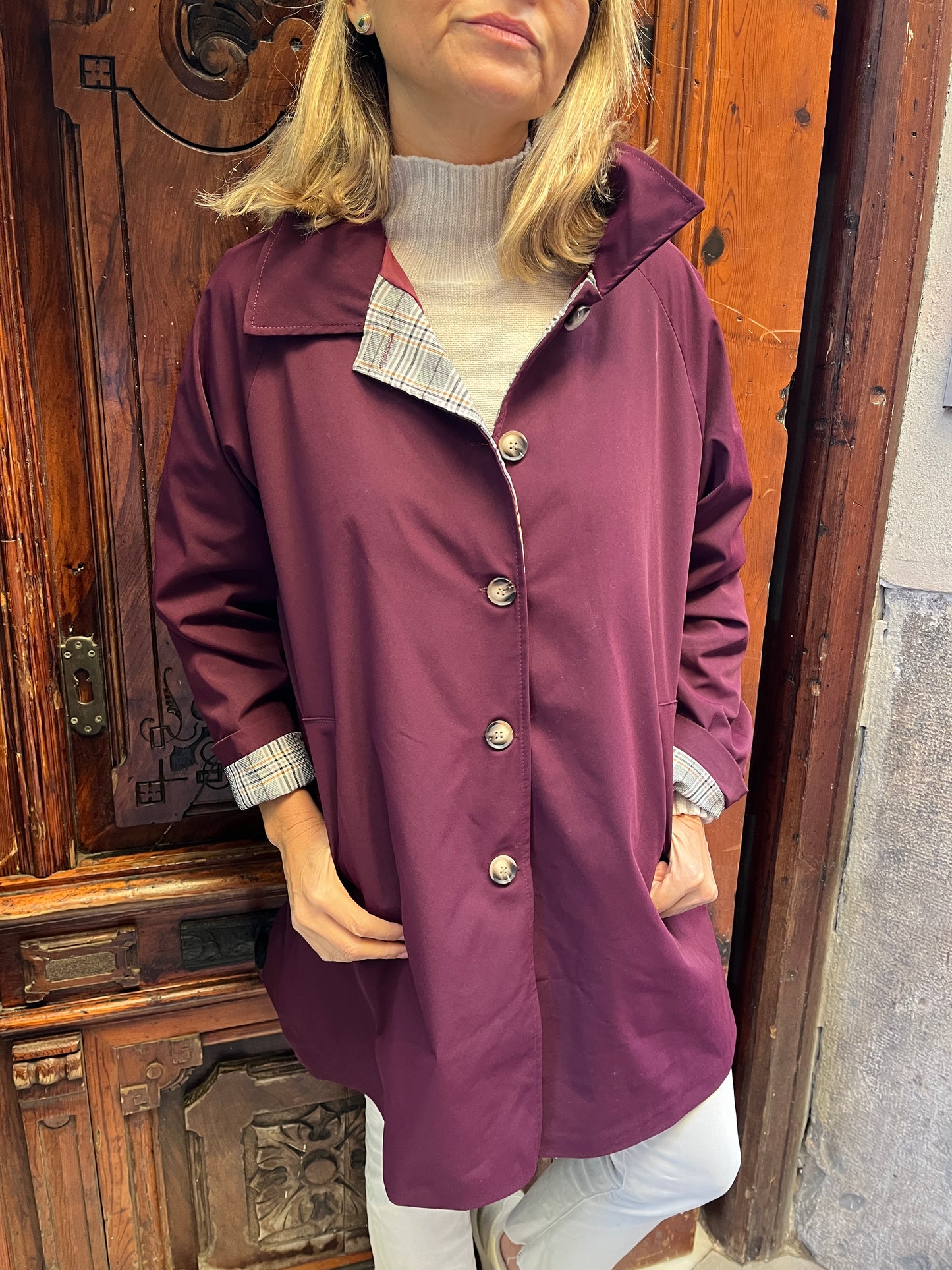 Gabardina con forro de cuadros