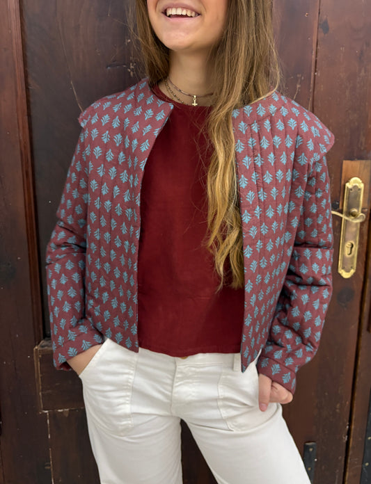 Chaqueta india flor berenjena o chocolate