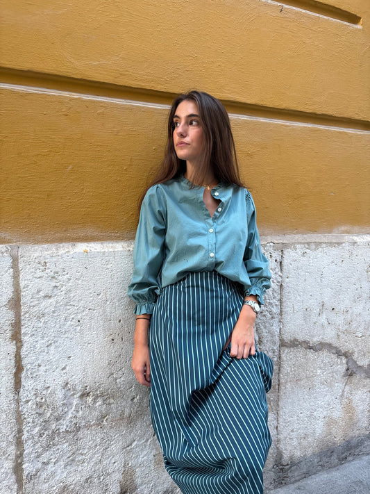 Falda de rayas verde mar