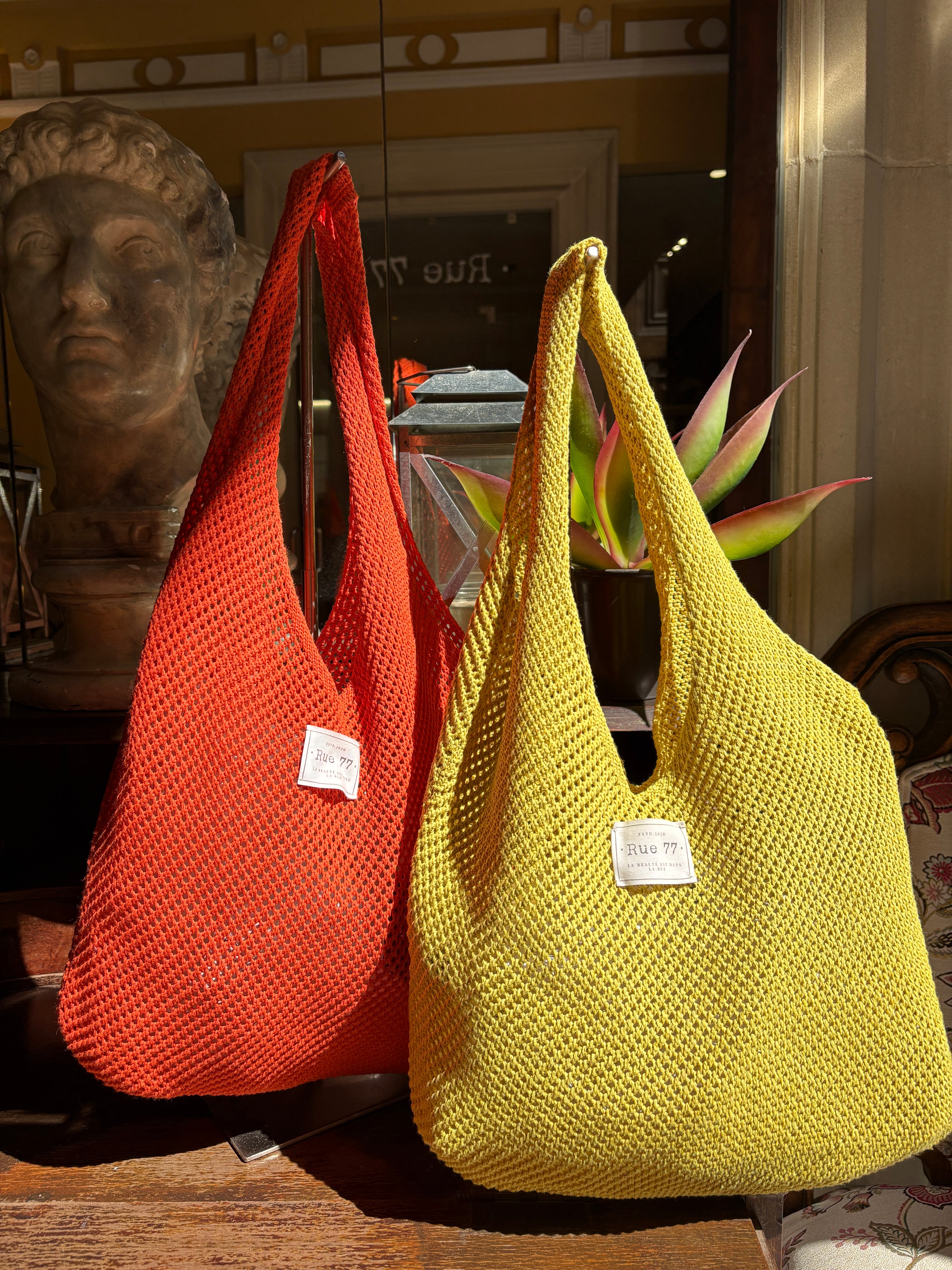 Bolso de punto (mostaza y naranja)