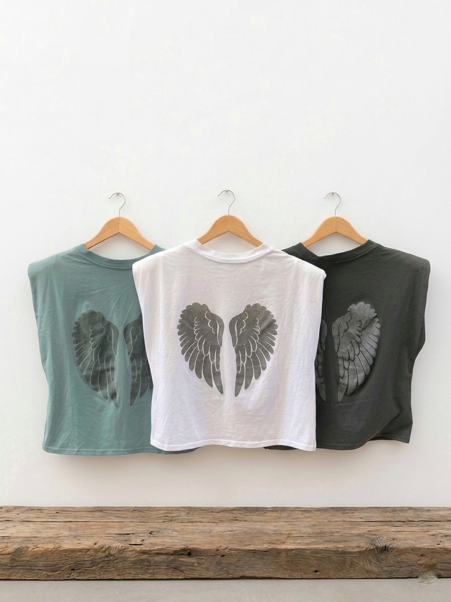 Camiseta de alitas sin mangas y con hombreras
