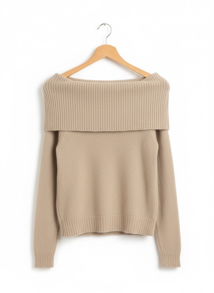 Suéter cuello barca de lana