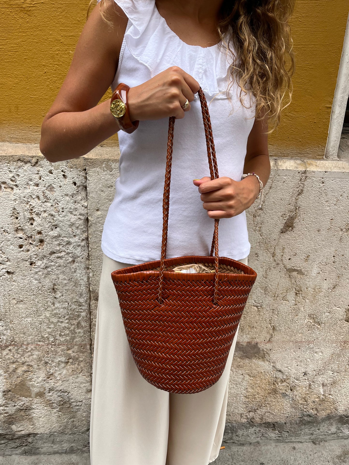 Bolso piel trenzado Bombonera