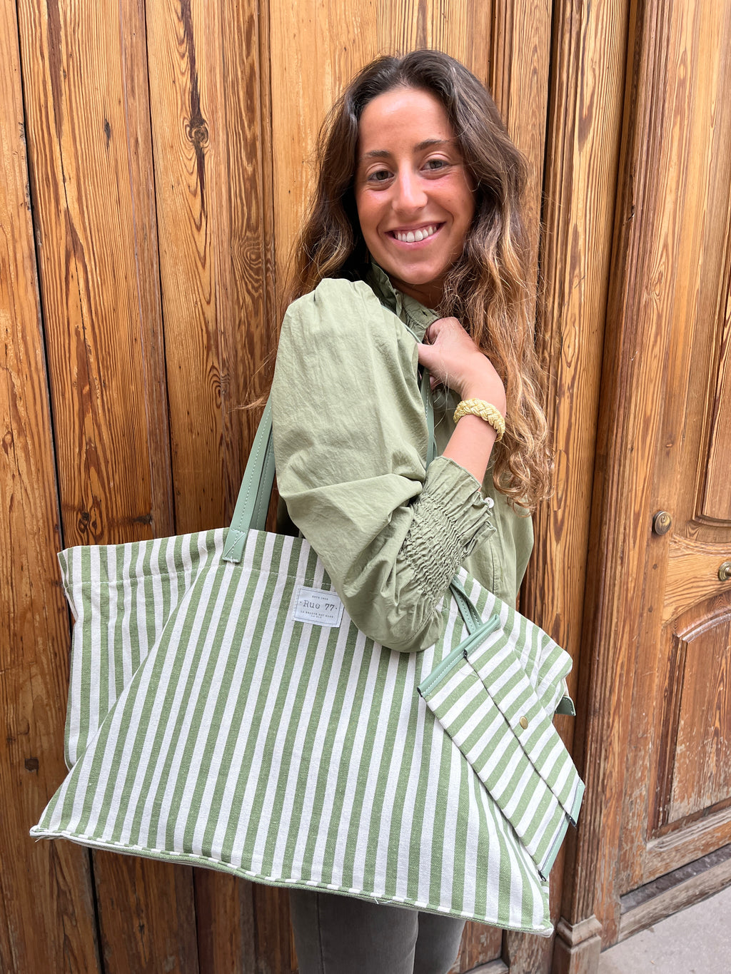 Bolsa multiusos de gran capacidad RAYAS VERDE