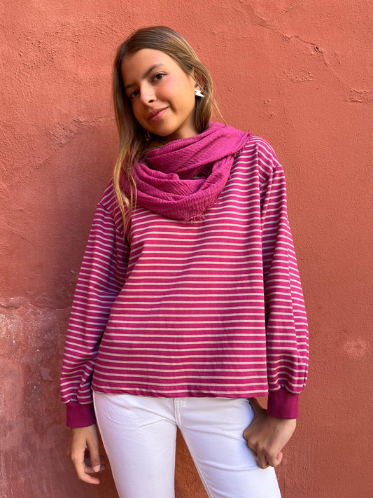Sudadera de algodón rayas fresa