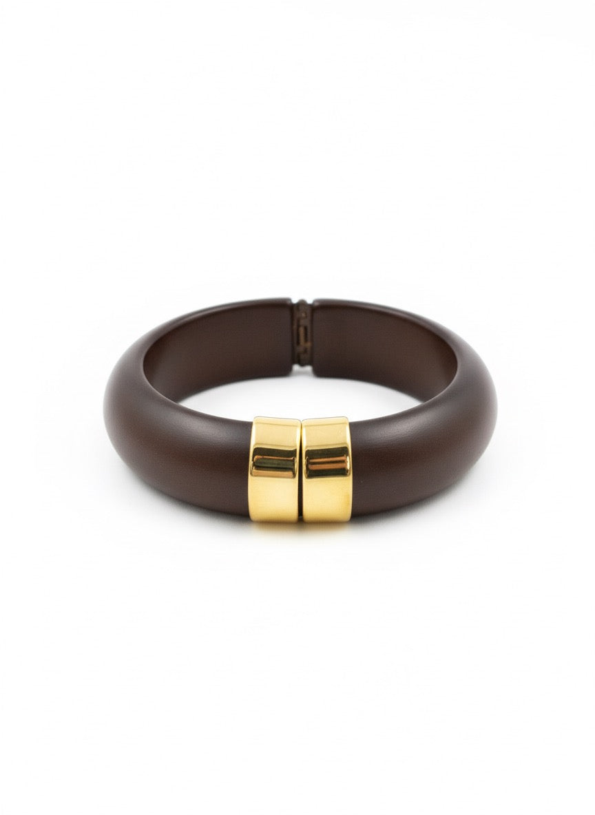 Pulsera efecto madera  chocolate mate