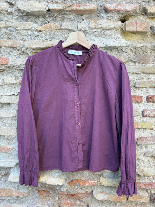 Camisa cuello mao color vino