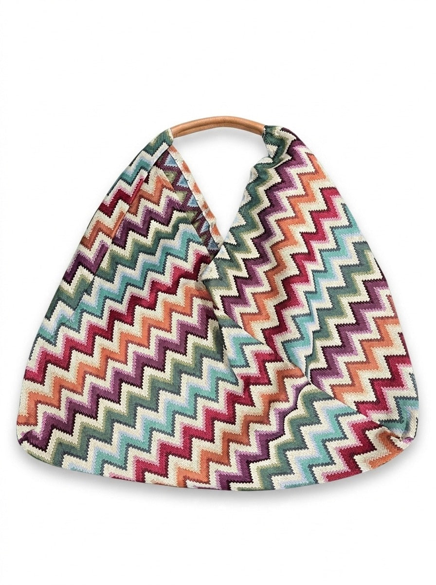 Bolso de tela estampado Zig Zag