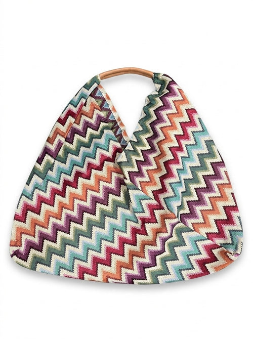 Bolso de tela estampado Zig Zag