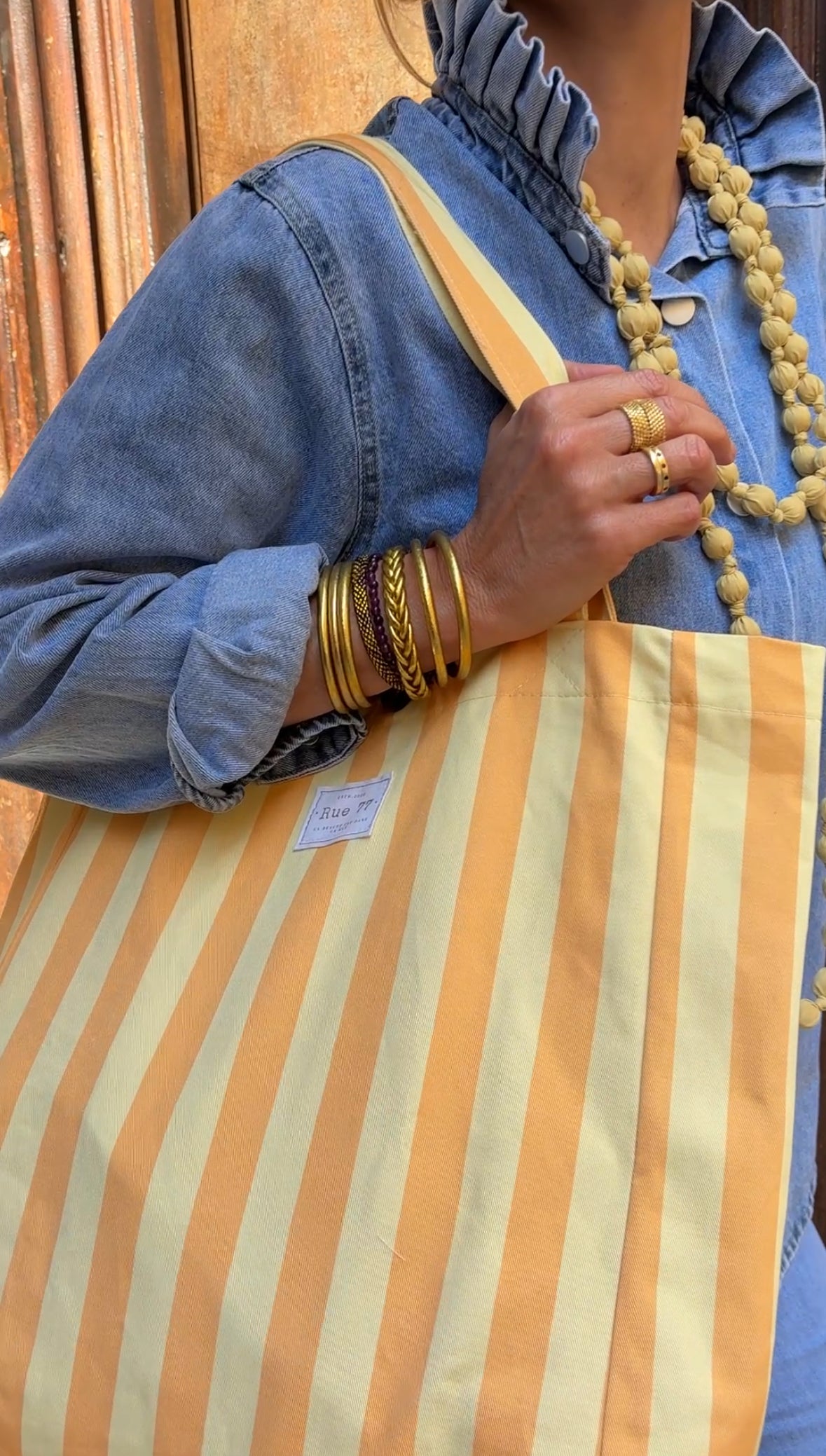 Bolsa de lona de rayas