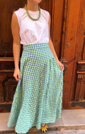 Falda Vichy fluor verde