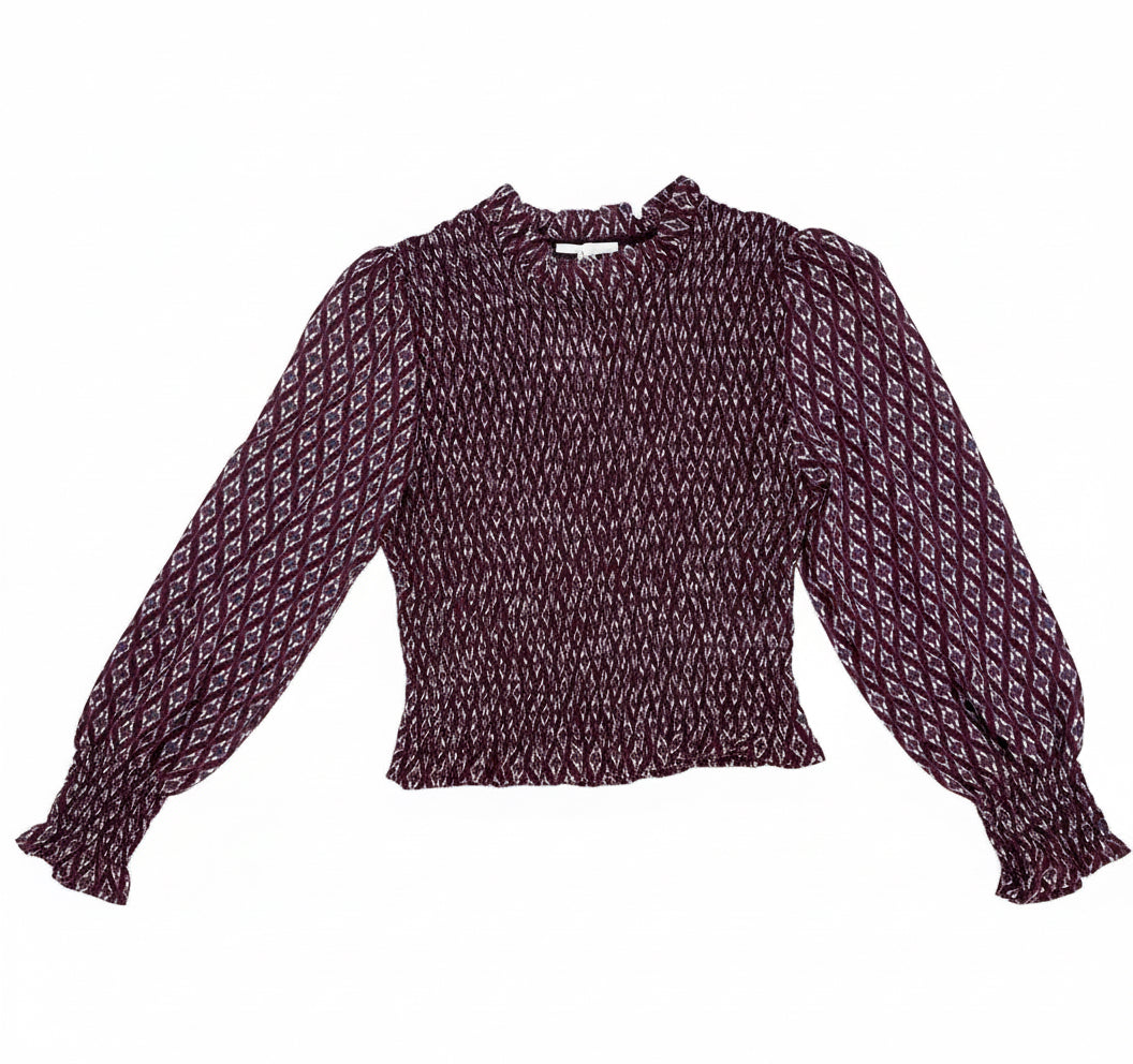 Camisa de gasa fruncida estampada