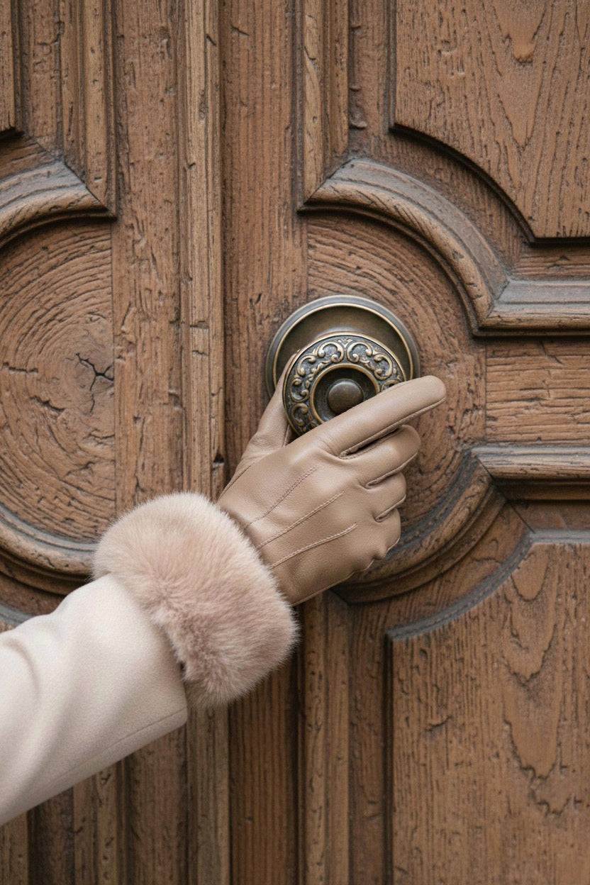 Guantes de polipiel con pelo