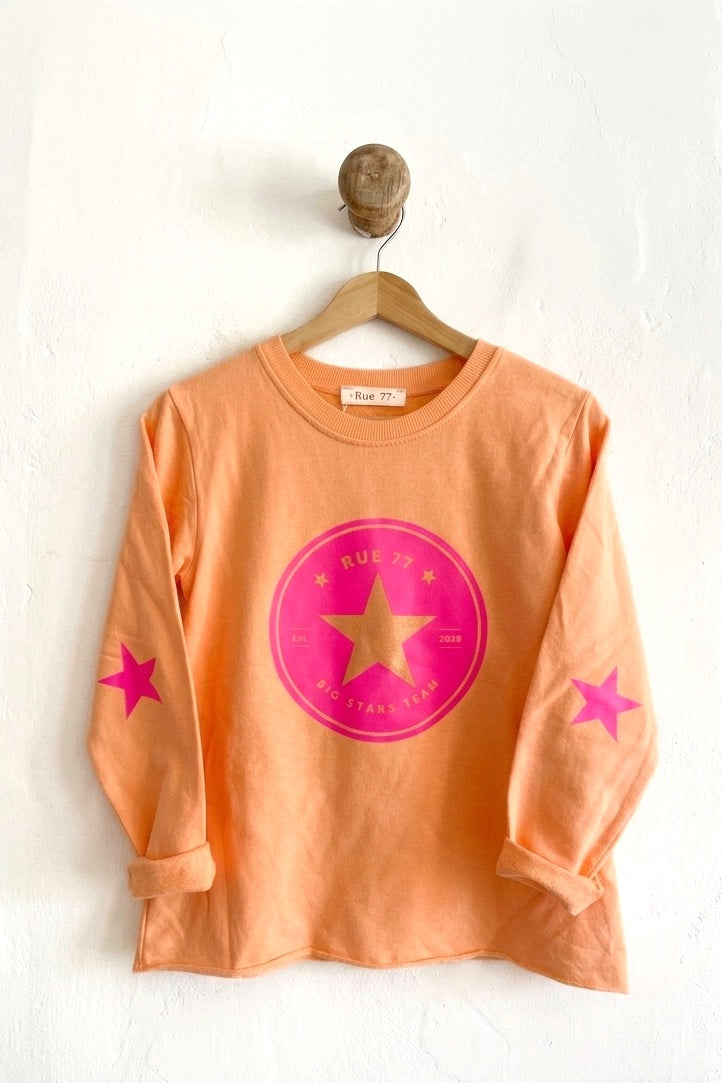 Sudadera Rue77 naranja/fresa estrellas en codos