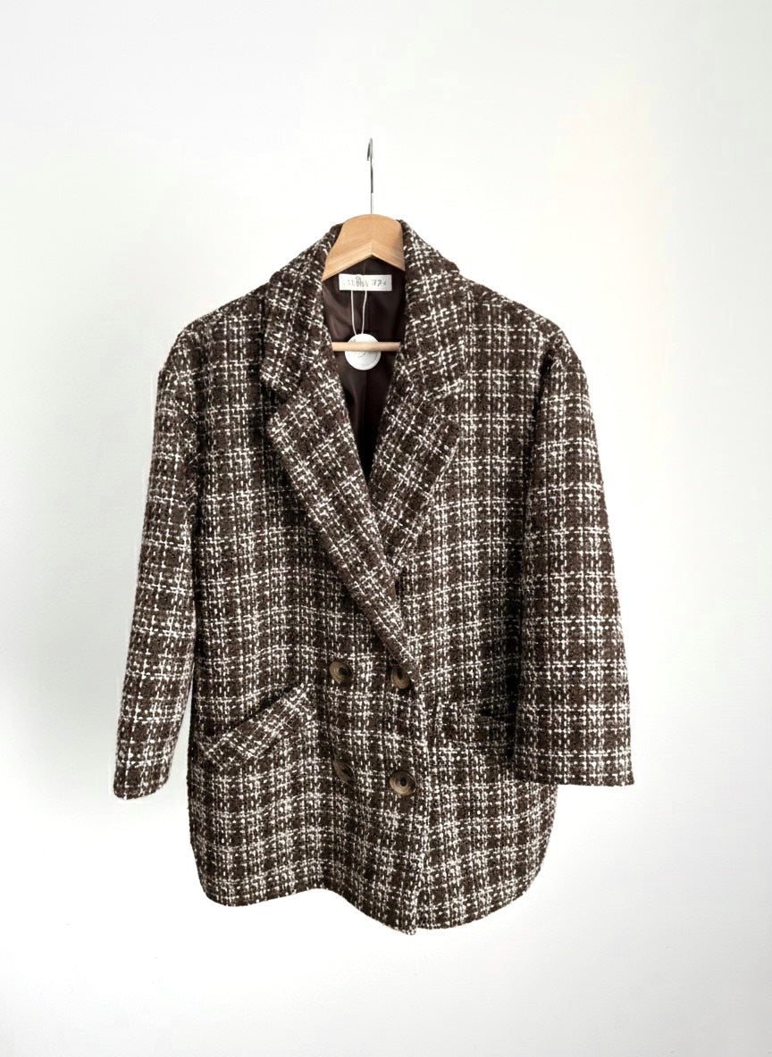 Chaquetón de paño cuadros marrones