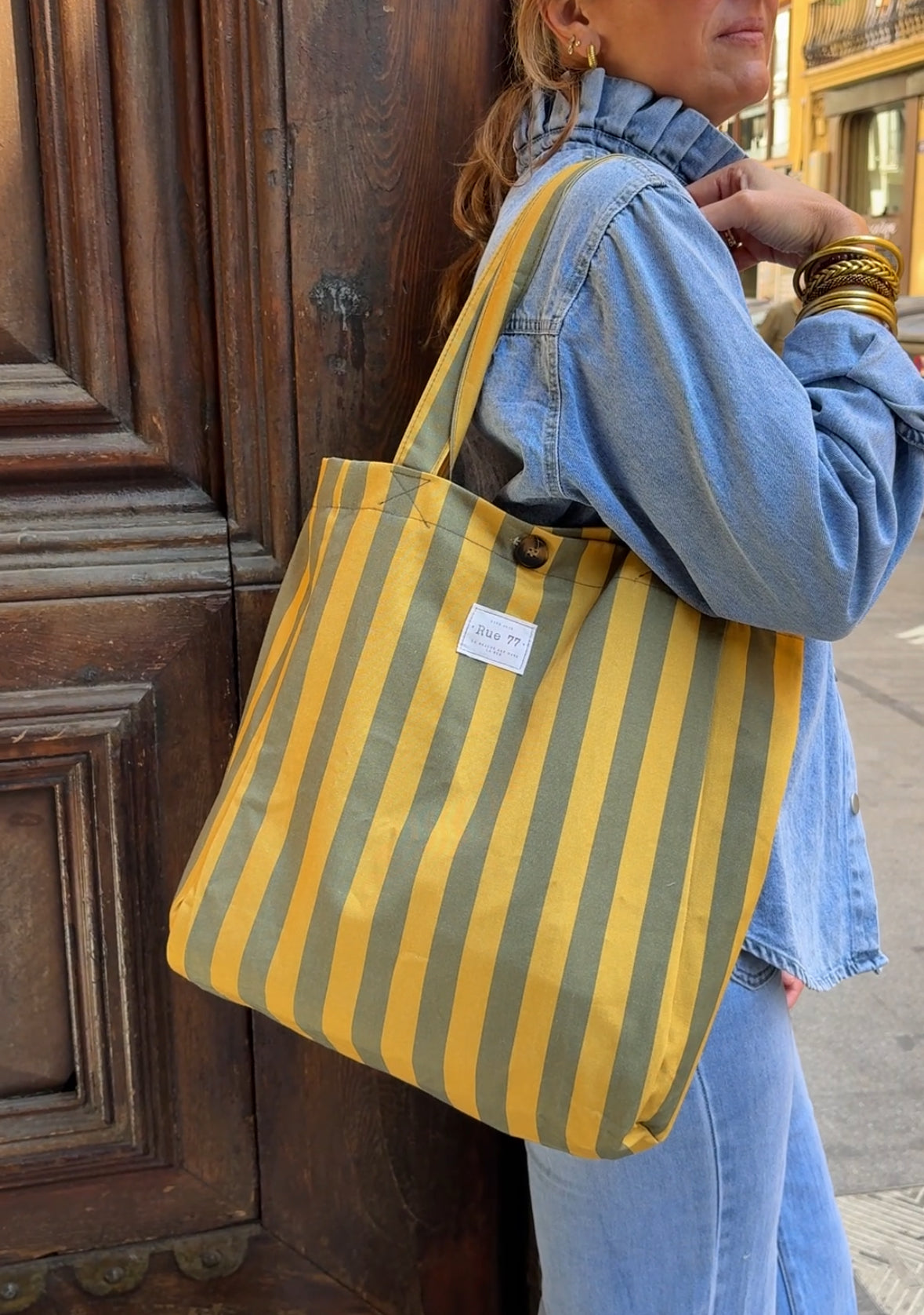 Bolsa de lona de rayas