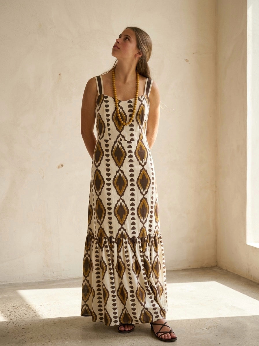 Vestido estampado en dos tonos