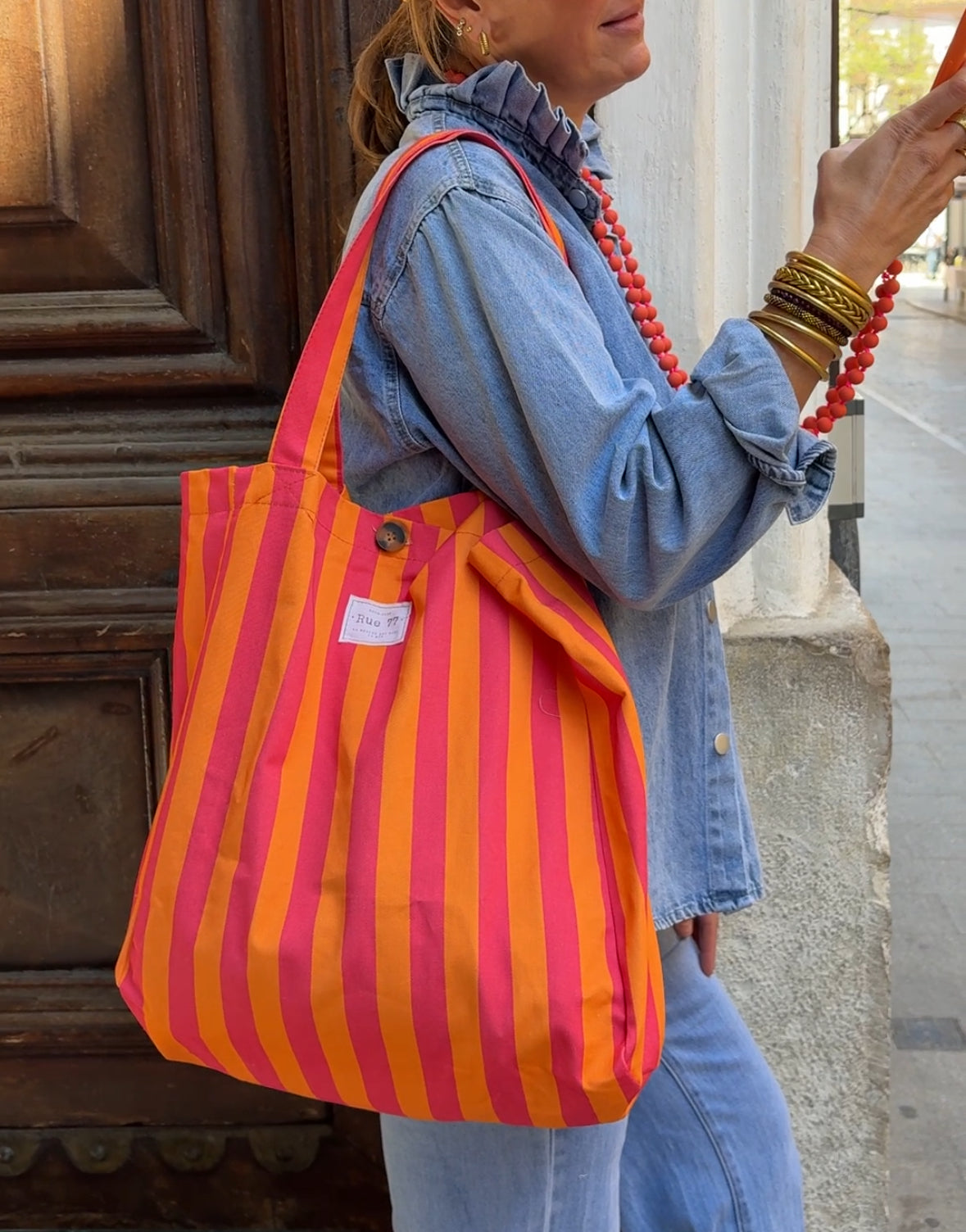 Bolsa de lona de rayas