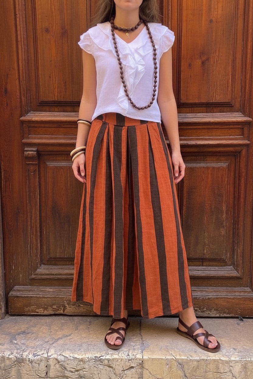 Falda de Lino de rayas