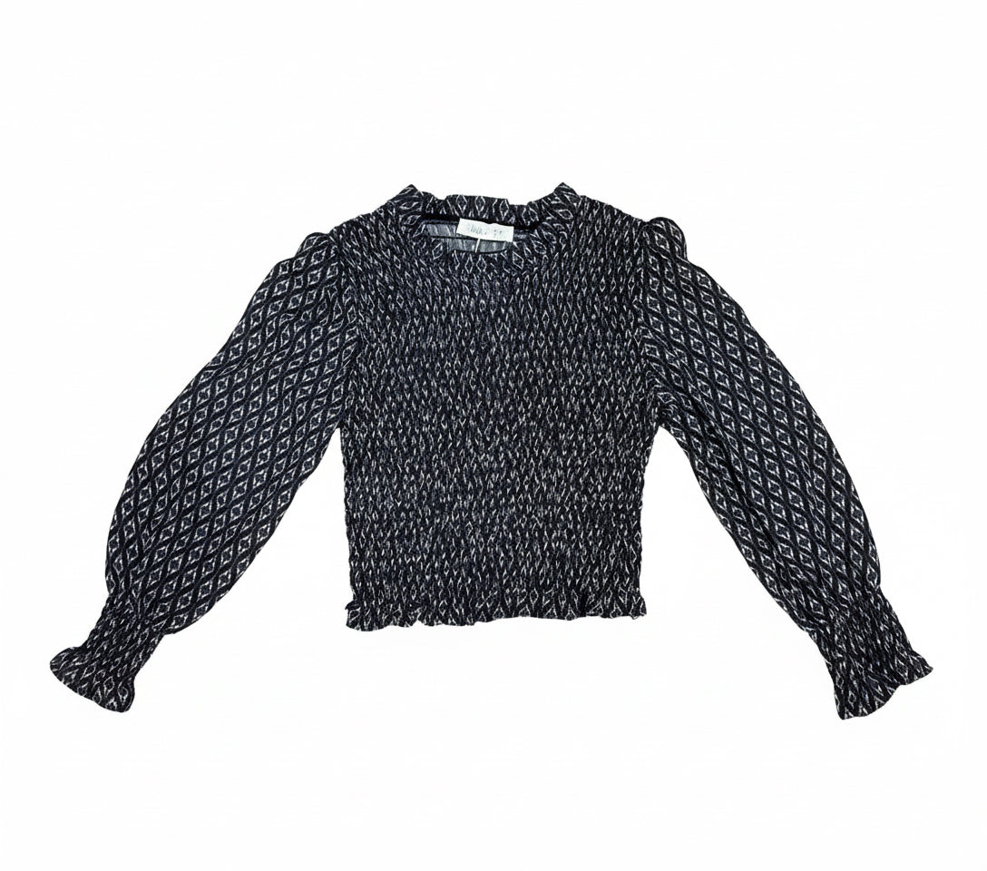 Camisa de gasa fruncida estampada