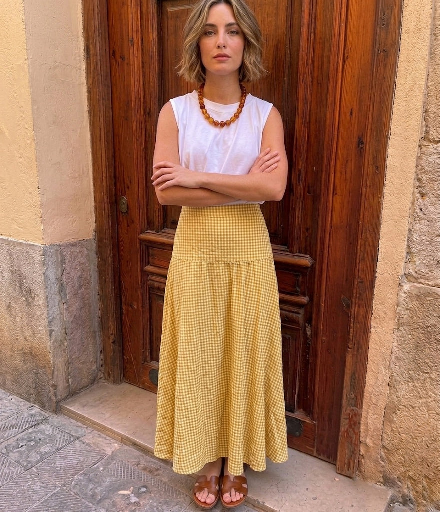 Falda larga de Vichy