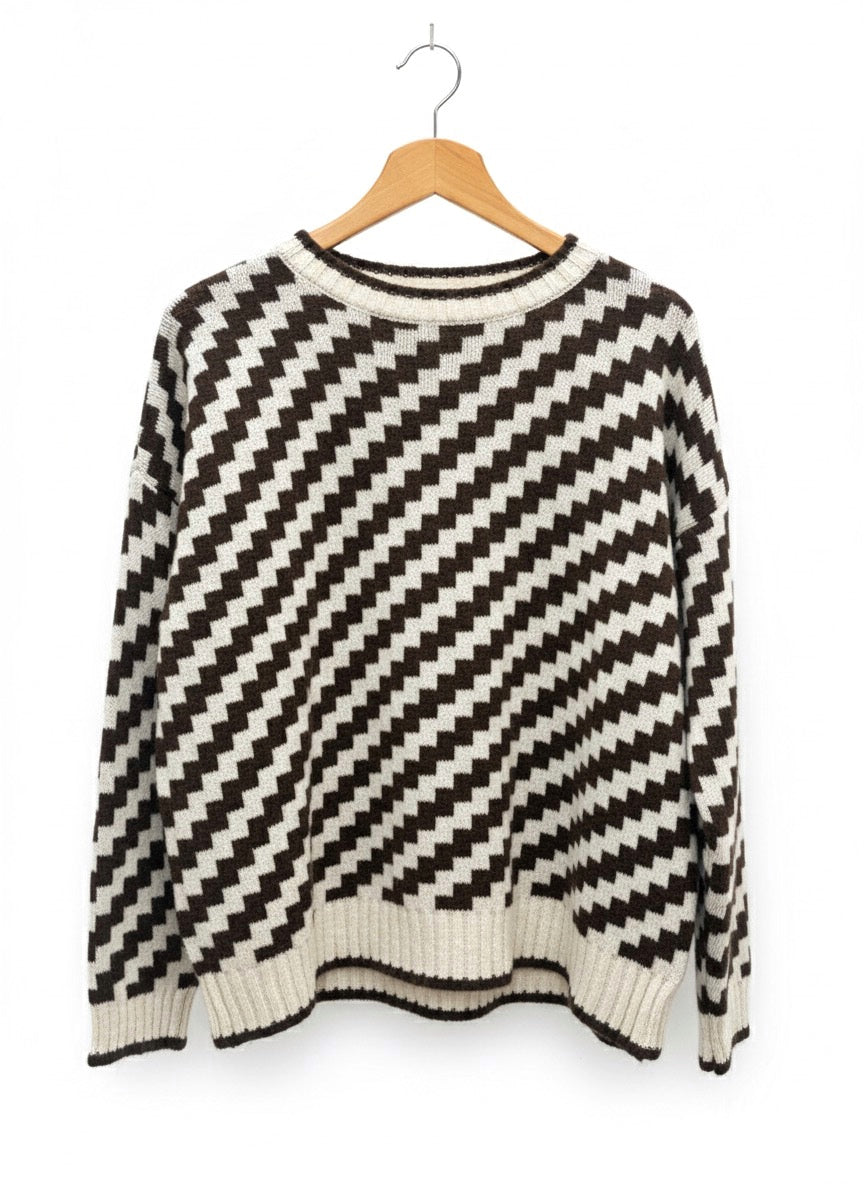 Suéter de lana estampado zig zag
