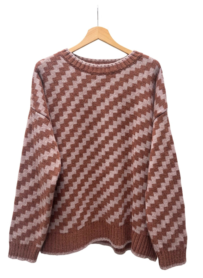 Suéter de lana estampado zig zag