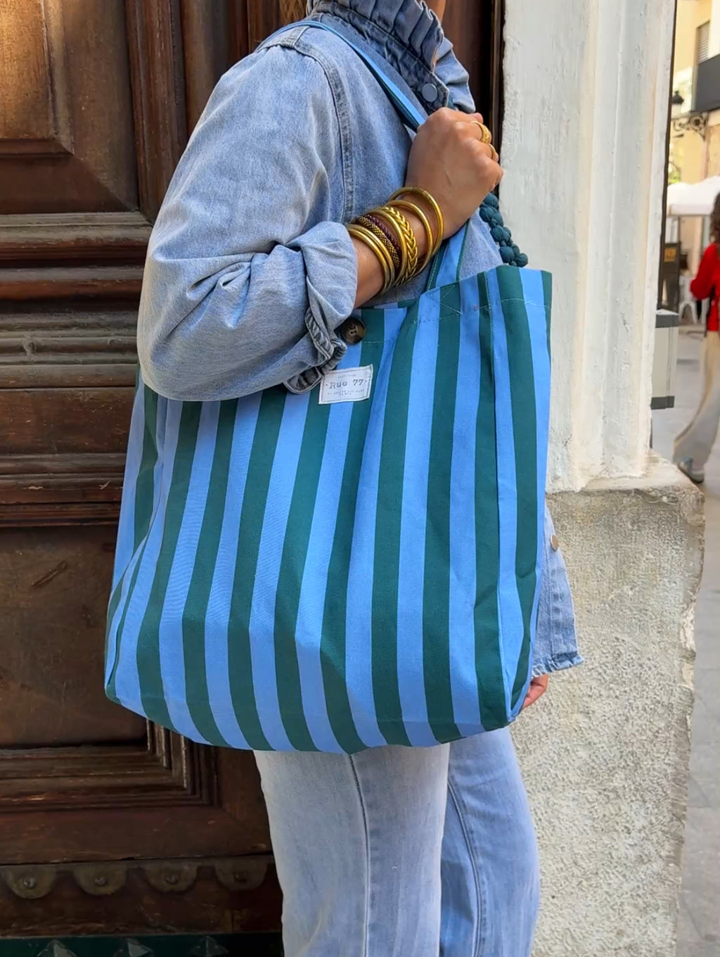 Bolsa de lona de rayas